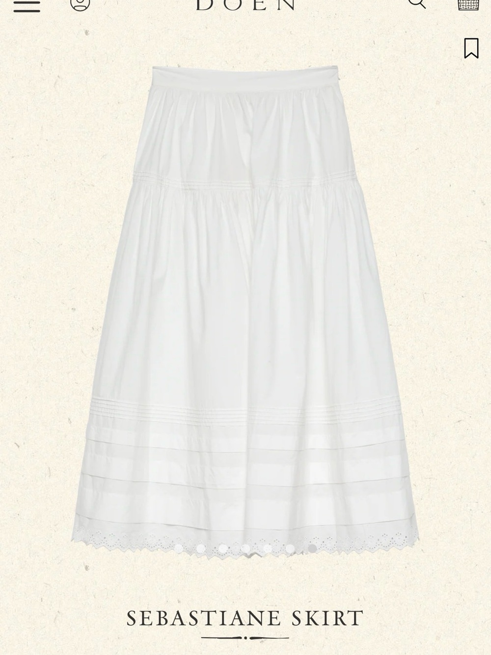 Doen White Tiered Midi Skirt with Eyelet Trim - Picture 1 of 6